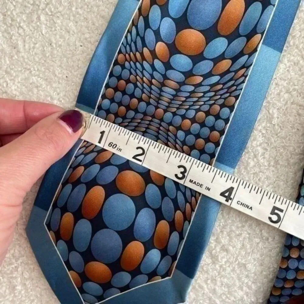 Vintage 100% Silk Hand Made in Korea Optical Illusion Geometric Mod Tie
